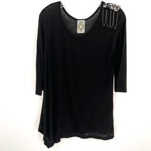 MK2K asymmetric beaded women’s wool blend top